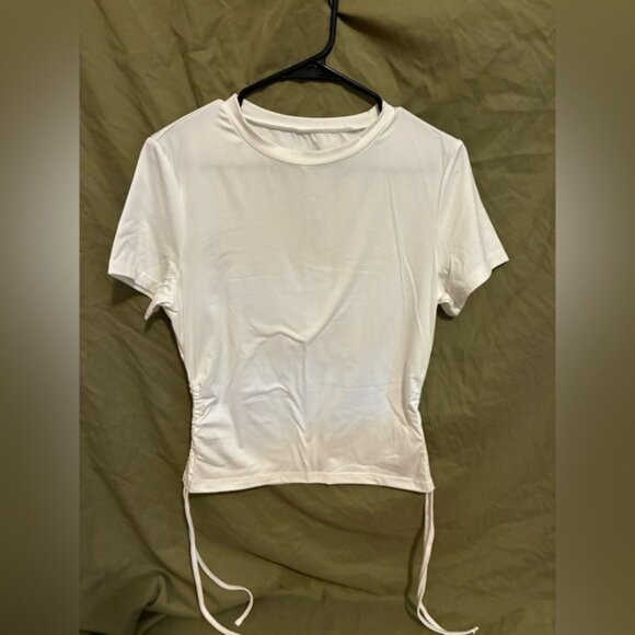 SHEIN White Ruched Short Sleeve Tee - Picture 1 of 2
